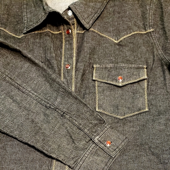 DENIM&CO - Denim Shirt - Western-Style Snap Front - Black  - XL - NWOT - Picture 9 of 12